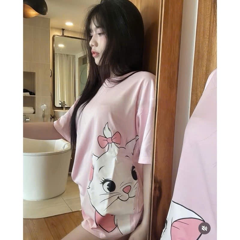 （Giao hàng 24h）Angela Áo Thun Mèo Marie 3307 Form Rộng Localbrand Oversize Unisex Vải Cotton 75% Nam Nữ Mặc Đẹp
