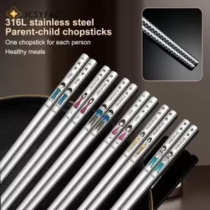 JCSYFAC Nhật Bản Chống Trơn Trượt Chopsti 316 Thực Phẩm Kim Loại Không Gỉ Sti Thức Ăn Nhanh Mì Sushi Chopstis Máy Rửa Bát An Toàn Bộ Đồ Ăn Thanh Mới