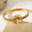 WEETW Vintage Vòng Tay Thanh Lịch, Vòng Tay Vòng Hoa Màu Vàng Thời Trang, Thanh Lịch Chống Thấm Nước Bằng Thép Không Gỉ Mở Cánh Tay Lắc Tay Đám Cưới