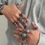 Bộ nhẫn bạc cổ điển 15 mảnh dành cho nam - Skull Snake Cross Dragon Gothic Punk Hip-Hop Retro Jewelry - Anti-Tarnish Comfort Fit