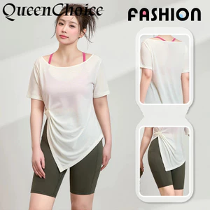 S-5XL Plus Size Nữ Tay Ngắn Thể Thao Bộ Yoga Nữ Tập Gym Chạy Pilates Top