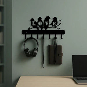 CIFbuy Metal Lovebird Hook - Dụng cụ sắp xếp lối vào treo tường cho áo khoác chìa khóa, Quà tặng điêu khắc chim mộc mạc