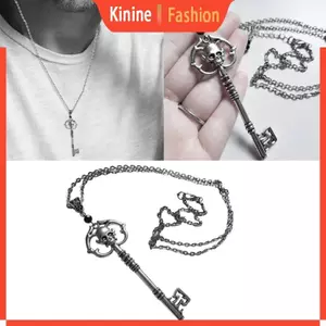 KIN Vintage Đầu Lâu Chìa Khóa Vòng Cổ Tuyên Bố Mặt Dây Chuyền Chuỗi Trang Sức Gothic Không Dễ Phai Màu