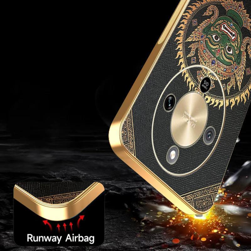Ốp Lưng Cho Honor X9d X9C X9B Da Cao Cấp Cổ Điển Lucky Elephant Series Mạ Điện Cạnh Chống Rơi Vỏ Điện Thoại