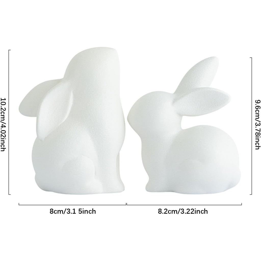 Cặp Đôi Gốm Thỏ Các Bức Tượng Thỏ Mini 4 Inch Tượng Sứ Động Vật Điêu Khắc Nghệ Thuật Hiện Đại Thỏ Đồ Trang Trí Trang Trí Cho Phòng Khách Văn Phòng Để Bàn Kệ Bàn