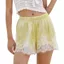 Quần short chắp vá ren ESSENCEH, Quần short ngủ mượt bằng lụa Satin, Quần short ren co giãn cổ điển Quần short nữ mềm mại dạo phố