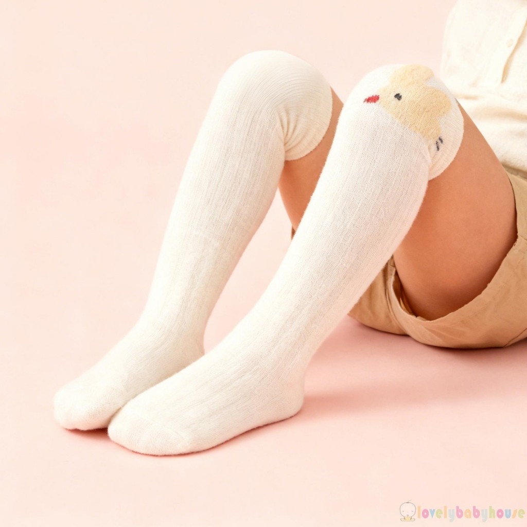 LBH-Toddler Bé Gái Họa Tiết Động Vật Dễ Thương Ấm Áp Mềm Mại Mùa Đông Đầu Gối Cao Tất