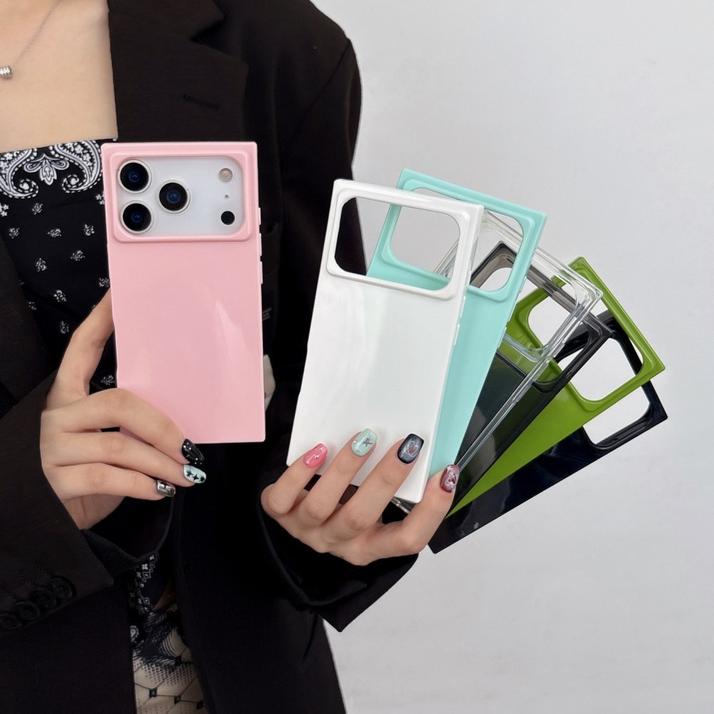 Ốp Điện Thoại TPU Mềm Khối Lập Phương Cho iPhone 17 16 15 Pro Promax 17 Air 16 Plus Bốn Mặt Chống Sốc