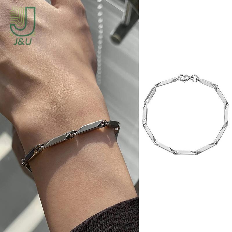 J & U Punk Vintage - Lắc Tay Xoắn Dệt, Vòng Tay Thép Titan Hợp Thời Trang