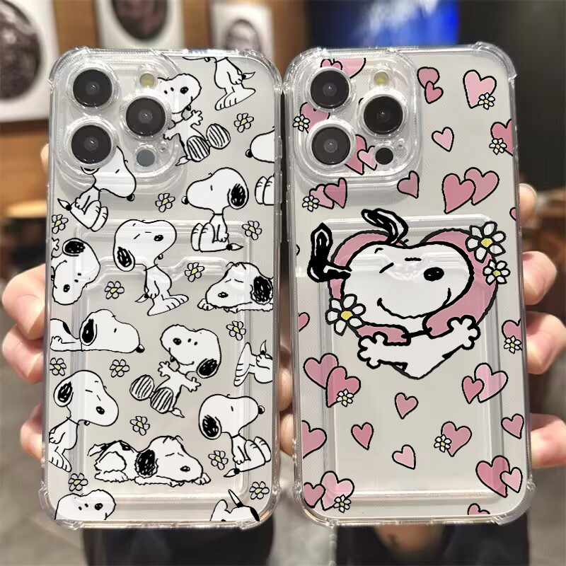 Ốp Điện Thoại Planet Snoopy Cho IPhone 17 Air 16 15 14 13 12 11 Pro Max 14 15 16 Plus 16E Vỏ Đựng Thẻ Ảnh Ví Mềm Trong Suốt Bảo Vệ Chống Sốc TPU Hoạt Hình Thời Trang