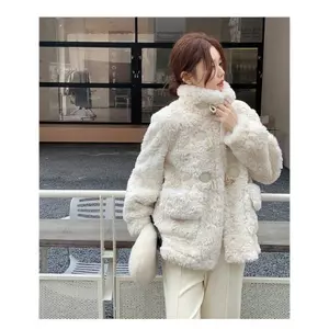 Áo khoác lông cừu mềm mịn phối khuy sừng hottrend mùa đông XIMIMI SP407