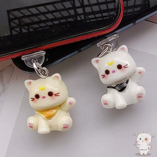 【Chamvn】Nút chặn bụi điện thoại hình mèo hoạt hình 3D bằng nhựa mặt dây chuyền hình cổng sạc dễ thương.