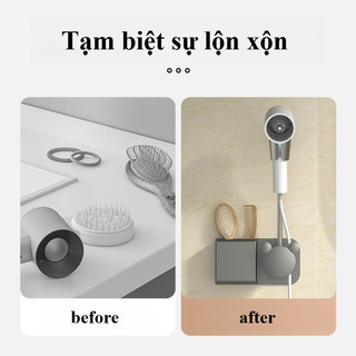 Giá Đỡ Máy Sấy Tóc Gắn Tường ABS - Không Cần Khoan, Chống Thấm, Thiết Kế Rảnh Tay Cho Phòng Tắm