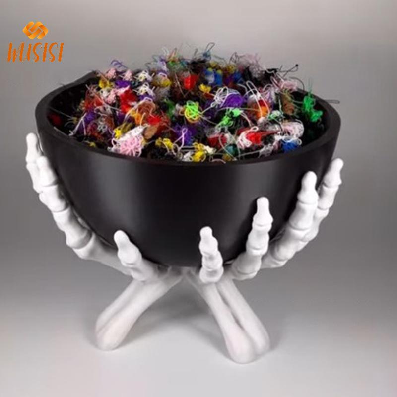 [WUSISI] Bát Kẹo Halloween Gothic Skeleton Tay Kẹo Hộp Đựng Đa Năng Halloween Người Tổ Chức Giá Đỡ Đáng Sợ Trang Trí Nhà Cửa MỚI