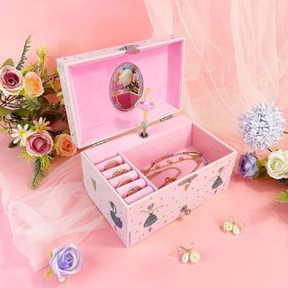 Hộp nhạc múa ba lê thiên nga đen | Hộp đựng đồ trang sức có ngăn kéo & gương Quà tặng sinh nhật cho trẻ em PIK1