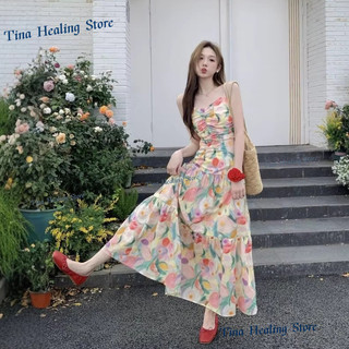 Váy hoa đi biển với thiết kế độc đáo và tinh tế, dáng dài, đầm ống phong cách gợi cảm