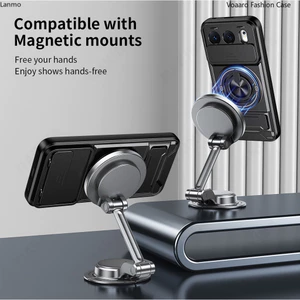 Giáp Trượt Ống Kính Funda Cho Honor 500 5G Ốp Lưng Xoay Vòng Từ Tính Dành Cho Honor 500 5G Ốp Lưng Chân Đế Có Thể Gập Lại Capa