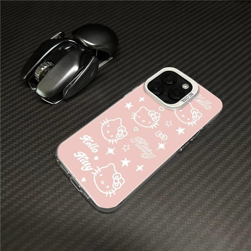 Ốp lưng phong cách dễ thương Kitty hồng, cho giới trẻ yêu thích Bảo Vệ Camera Cấp iPhone 17/16/15/14/13/12/11/X/XS Max