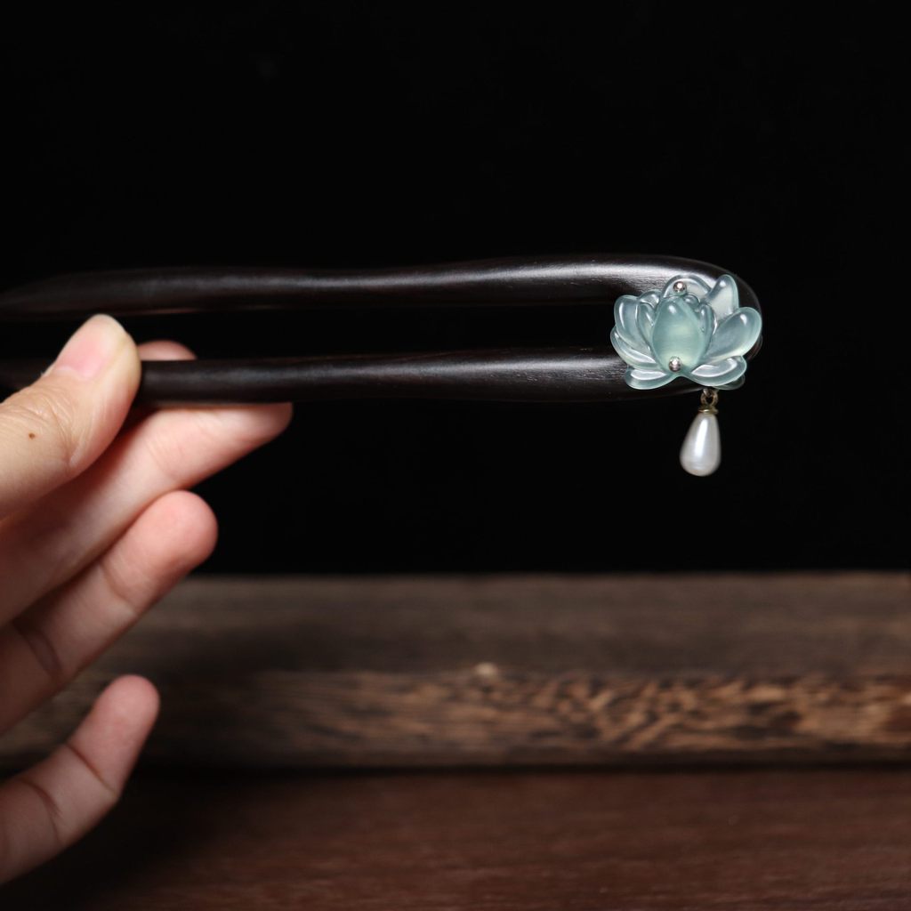 WHX Kẹp Tóc Hình Chữ U Hoa Sen Cổ Phong Cách Trung Hoa Tua Rua Phụ Kiện Nữ Hanfu Sườn Xám