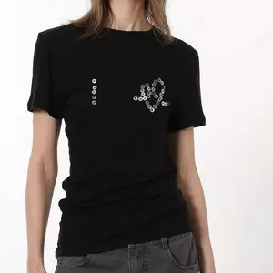 Áo thun ngắn tay tình yêu dành cho nữ mùa hè Slim-Fit Slimmer Look chéo cổ tròn đáy bó sát