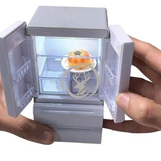 Tủ lạnh hai cửa Mini bật sáng Tủ lạnh nhà búp bê tỷ lệ 1: 12, Mô hình thiết bị nhà bếp thu nhỏ LED