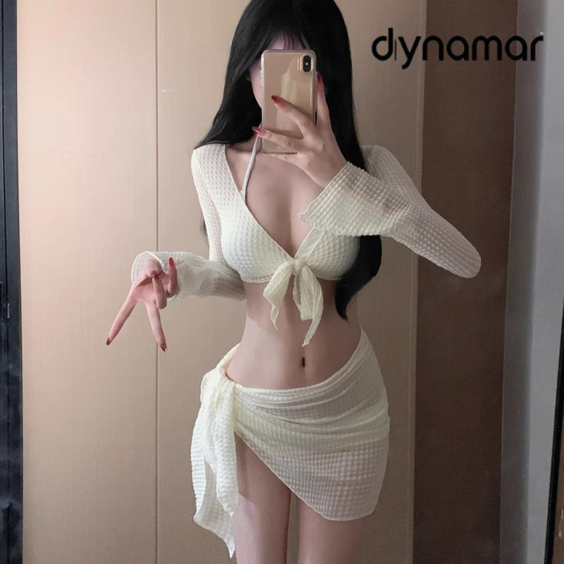 【dynamar】Hàng Có Sẵn-Bộ Bikini Gợi Cảm Phong Cách Hàn Set Bikini 4 Mảnh Thời Trang Đi Biển Áo Bơi Nữ