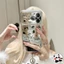 Gương Bạc Con Chó Con Ốp Lưng Điện Thoại iPhone 17 Air 16E 16 15 14 Plus 13 12 11 Pro Max XR XS Max X Vỏ Sang Trọng Hoạt Hình Dễ Thương Chó Mèo Ins Phong Cách Vỏ Mềm
