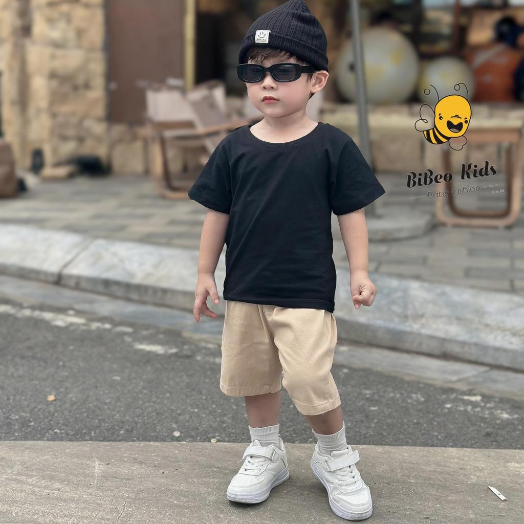 (HÀNG XẢ KHO) Bộ quần áo PHÔNG BASIC ĐEN QUẦN KAKI NUDE cho bé trai, siêu cá tính