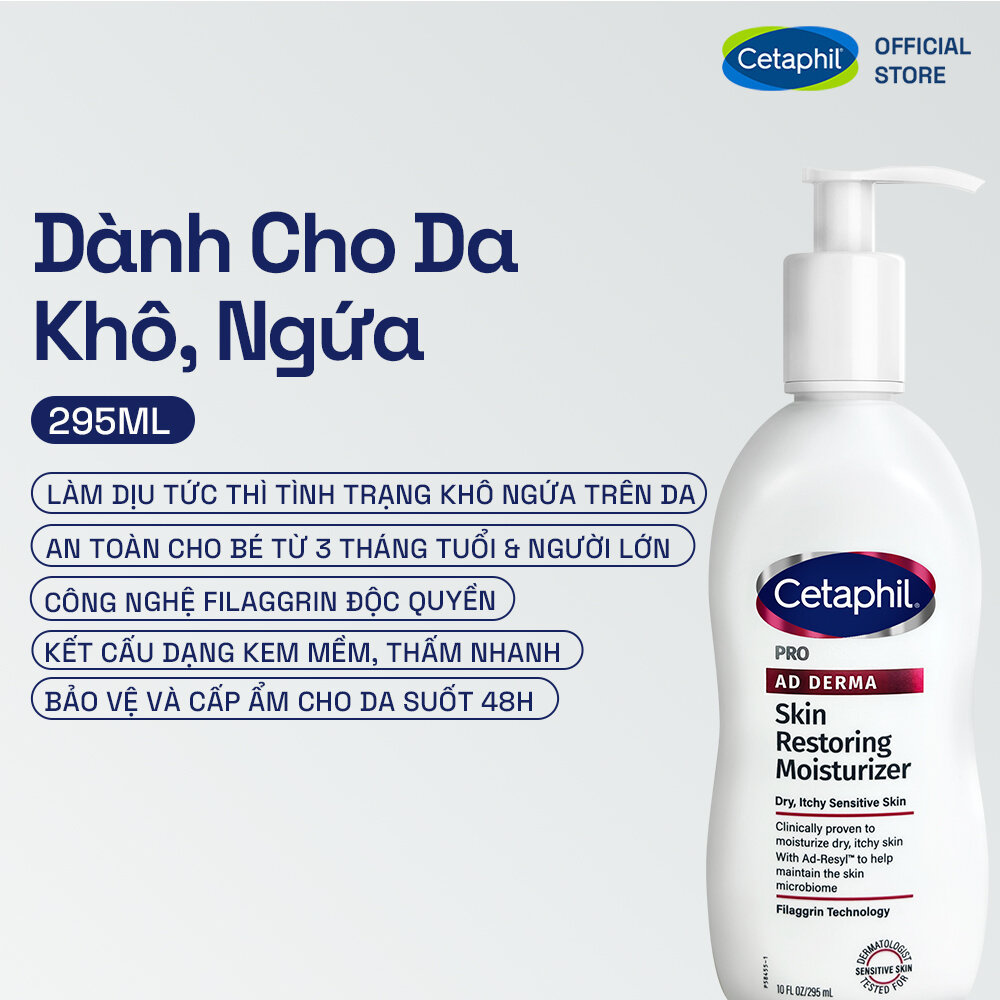 Sữa dưỡng ẩm dịu lành dành cho da khô, ngứa CETAPHIL PRO AD DERMA SKIN RESTORING MOISTURIZER 295ml