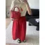 Kích thước lớn kiểu Pháp Retro Vermilion Độ đàn hồi lưng cao Ba chiều có độ đàn hồi bao gồm váy chữ a Split Bud