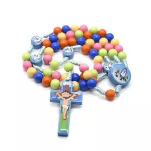 PNPIA- Hoạt Hình Chữ Thập Mặt Dây Chuyền Nelace Kid Mân Côi Hạt Công Giáo Tôn Giáo Trang Sức