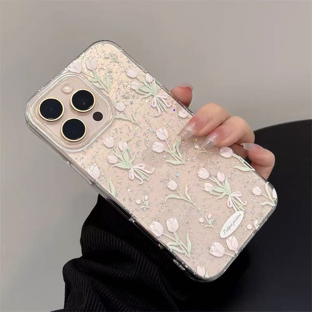 HoachoiPhone17PROMAXtrường hợp điện thoại161211xr lưới đỏ78p rõ ràng flash bột trường hợp