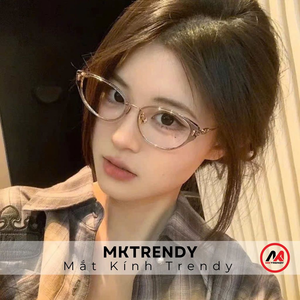 Kính mắt mèo nữ MKTRENDY gọng kim loại chống ánh sáng xanh chống tia UV thời trang K23