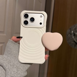 Ốp điện thoại di động hút từ tính màu trơn sóng tình yêu cho iPhone17 16 15 14 13 12 11 Pro Max bảo vệ camera chống sốc chống rơi mặt sau mềm