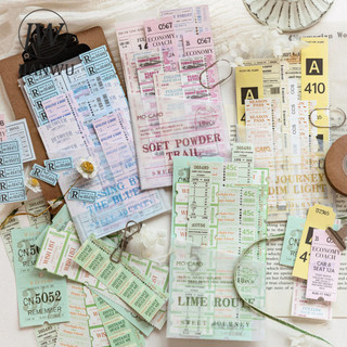 JIANWU Hành Trình Ngọt Ngào Series Vintage Bill Nhãn Tem Phong Cảnh aerial Cắt Dán Thêu Sò Nhãn Dán Sáng Tạo Tạp Chí MStationery