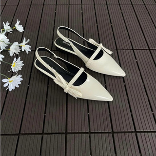 Giày Sandal nữ mũi nhọn nơ ngang đế bệt mã SD-0360