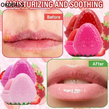 OKDEALS Son dưỡng môi hương trái cây, Son dưỡng môi dâu dưỡng ẩm lâu trôi, Son dưỡng ẩm thực tự nhiên Son dưỡng môi phục hồi trái cây dễ thương cho mỹ phẩm bé gái