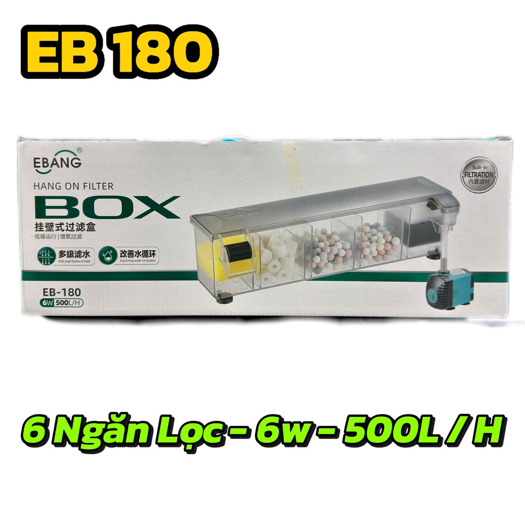 Bộ Lọc Tràn Kèm Bơm, Vật Liệu Lọc Cho Bể Cá Cảnh, Bể Thủy Sinh EBANG (kèm nắp đậy, bánh quay)
