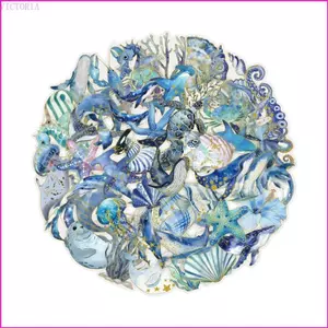 VIC 50 Chiếc Giấy Vàng Chống Thấm Nước Marine Life Sticker Cho Tạp Chí Notebook Vỏ Điện Thoại