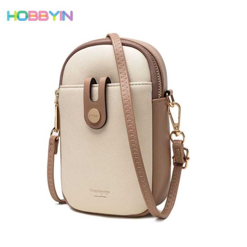 HOBBYIN Túi đeo chéo HOBBYIN, Túi đeo vai mềm bằng da PU, Túi đựng điện thoại di động nhiều lớp thời trang