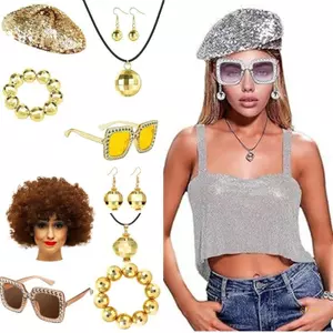 Stay 70s Disco Bộ Trang Phục Nữ Retro Lạ Mắt Trang Phục Halloween Phụ Kiện