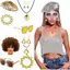 Stay 70s Disco Bộ Trang Phục Nữ Retro Lạ Mắt Trang Phục Halloween Phụ Kiện