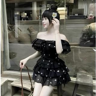 Set Áo Trễ Vai Phối Chân Váy Tầng Thiết Kế Tiểu Thư Sang Chảnh Diện Được 2 Kiểu Có Mút Kèm Quần Bảo Hộ Ld_Store Fashion
