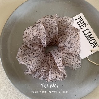 Yoing / Phong Cách Hàn Quốc Màu Xanh Kẻ Sọc Chấm Bi Organza Tóc Nhẫn Scrunchy