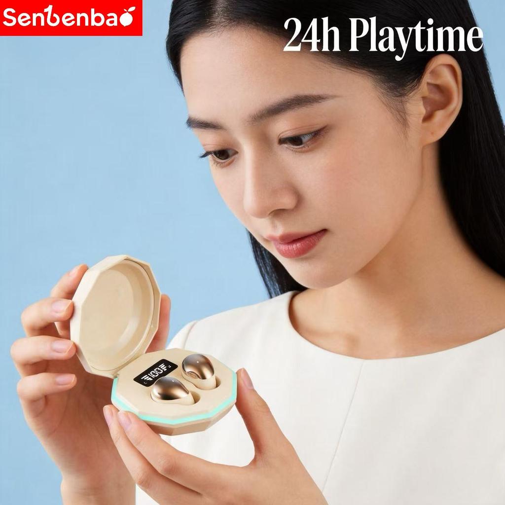 Senbenbao Y39 Pro Tai Nghe Ngủ Mini Vô Hình Siêu Nhẹ Thoải Mái Cho Người Ngủ Bên Ốp Sạc LED Mềm Trong Tai Cắm Cho Tai Nhỏ Phòng Tập Gym