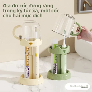 Giá đỡ bàn chải đánh răng điện có thể điều chỉnh + Cốc nước súc miệng- Phong cách đơn giản, tiết kiệm không gian