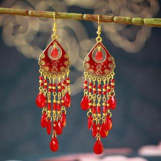 Bông tai hạt bohemian phong cách dân tộc mới, duyên dáng