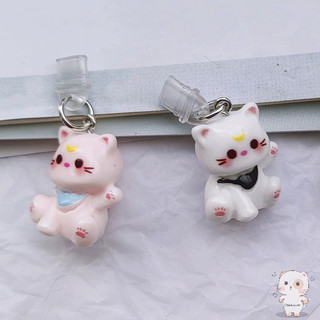 【Chamvn】Mặt dây chuyền hình mèo chống bụi bằng nhựa hoạt hình 3D Cổng sạc điện thoại dễ thương