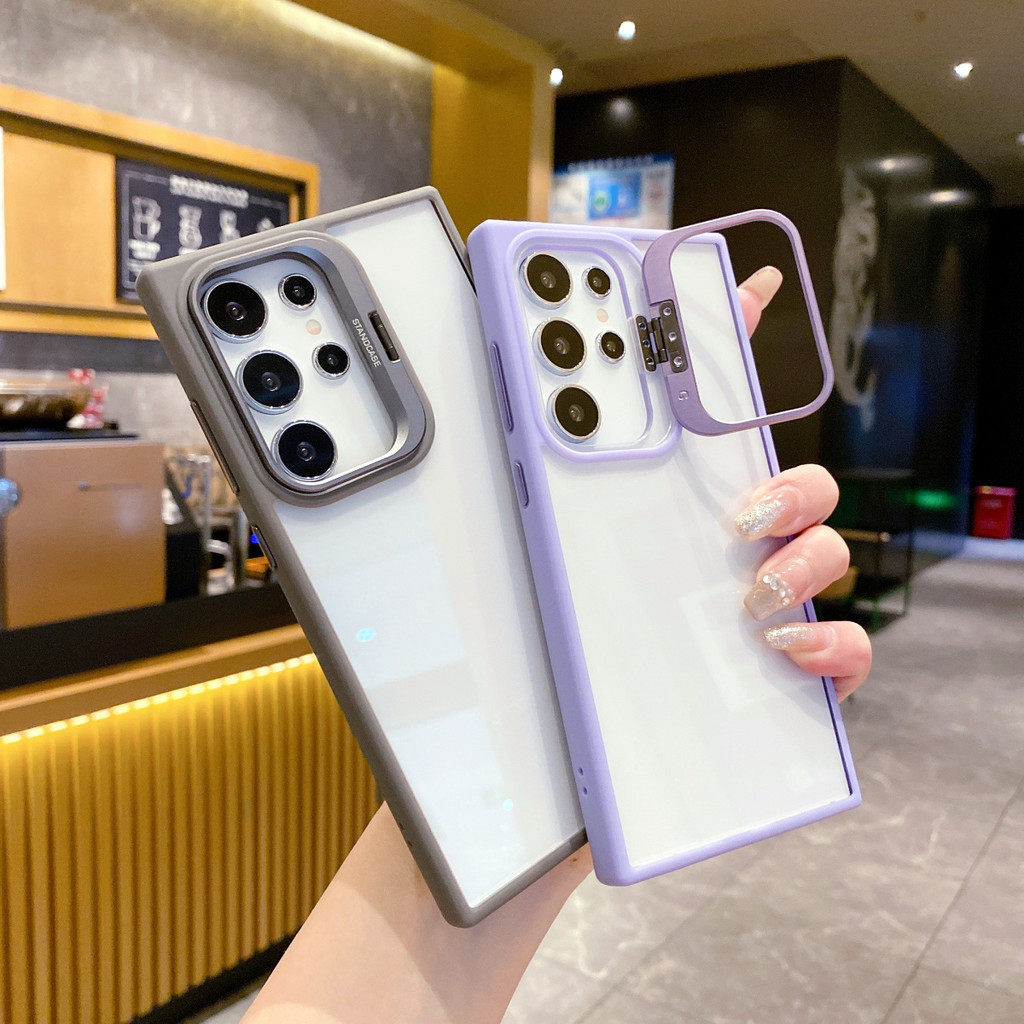 Ốp Điện Thoại Giá Đỡ Ống Kính Cho Samsung Galaxy S25 S24 S23 S22 PLUS ULTRA FE A56 A36 A17 A16 4G 5G Vỏ Chống Sốc