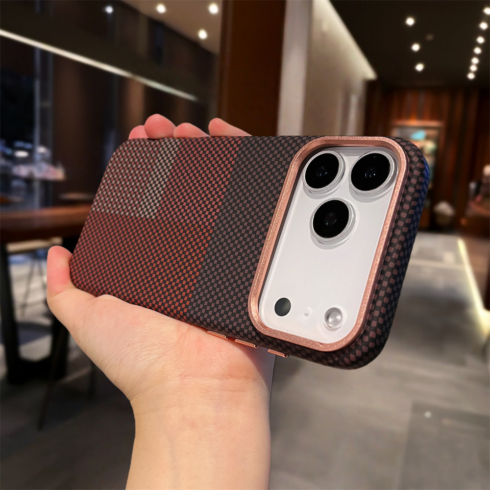 Ốp điện thoại từ tính họa tiết sợi carbon chất lượng cao cho iPhone 17 Pro Max 14 15 16 pro max Bảo vệ Camera ống kính Vỏ chống sốc Vỏ cứng bảo vệ điện thoại